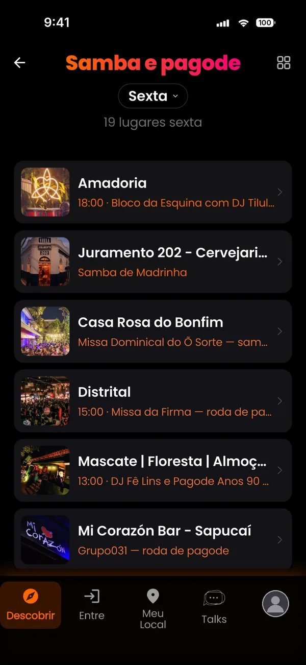 Lista de lugares com samba e pagode